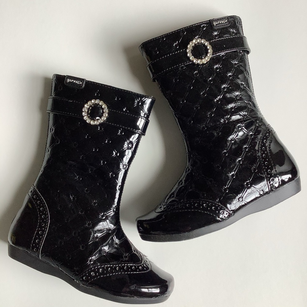 Garvalin Toddler Patent quilted leather high boots NWB